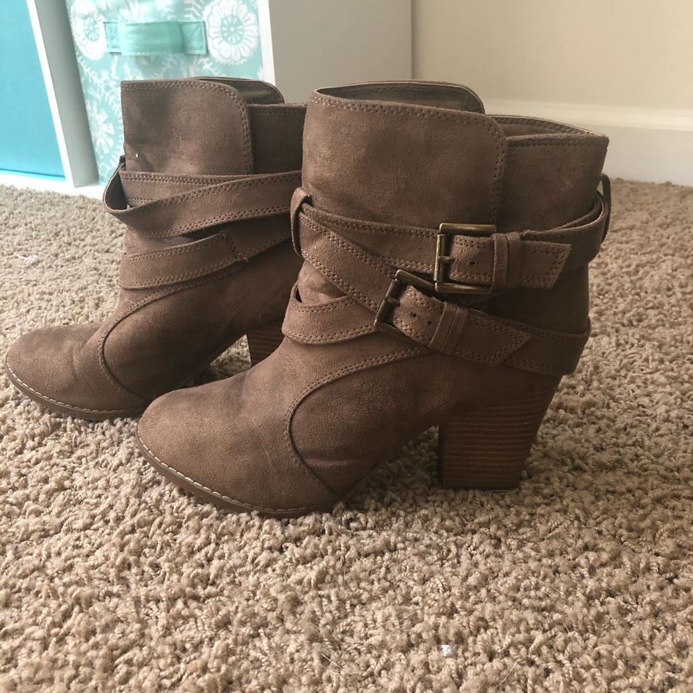 Brown heeled booties